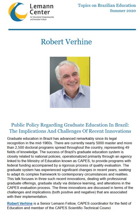 Now Online "Public Policy Regarding Graduate Education In Brazil: The Implications And Challenges Of Recent Innovations " With Robert Verhine. Link below!
lemanncenter.stanford.edu/events/public-…