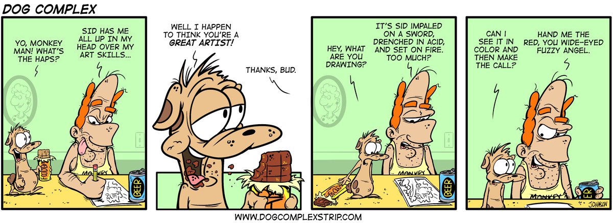 dogcomplexcomic's tweet image. Hope everyone is practicing their drawing skills like Monkey! Have a great rest of your week.

#webcomics #comicstrips #drawing #humor #cartoons