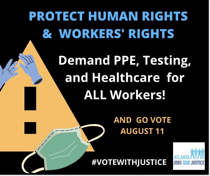 AtlantaJwJ's tweet photo. Demand PPE, Testing, and Healthcare for ALL workers! #coronavirus #covid19 #essentialworkers https://t.co/pWFbxefHiw