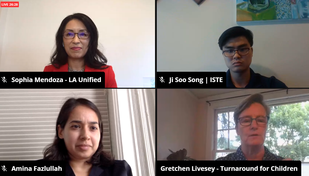 ITI_LAUSD's tweet image. Are you tuned in to the LIVE webinar on discussions around considerations for #CARESAct implementation &amp;amp; #digitalequity w/ @LASchools ITI Director @SMMendoza123, @Turnaround, and @CommonSense for a @GoogleForEdu  Join the convo via #LearningKeepsGoing / #EduOnAir
