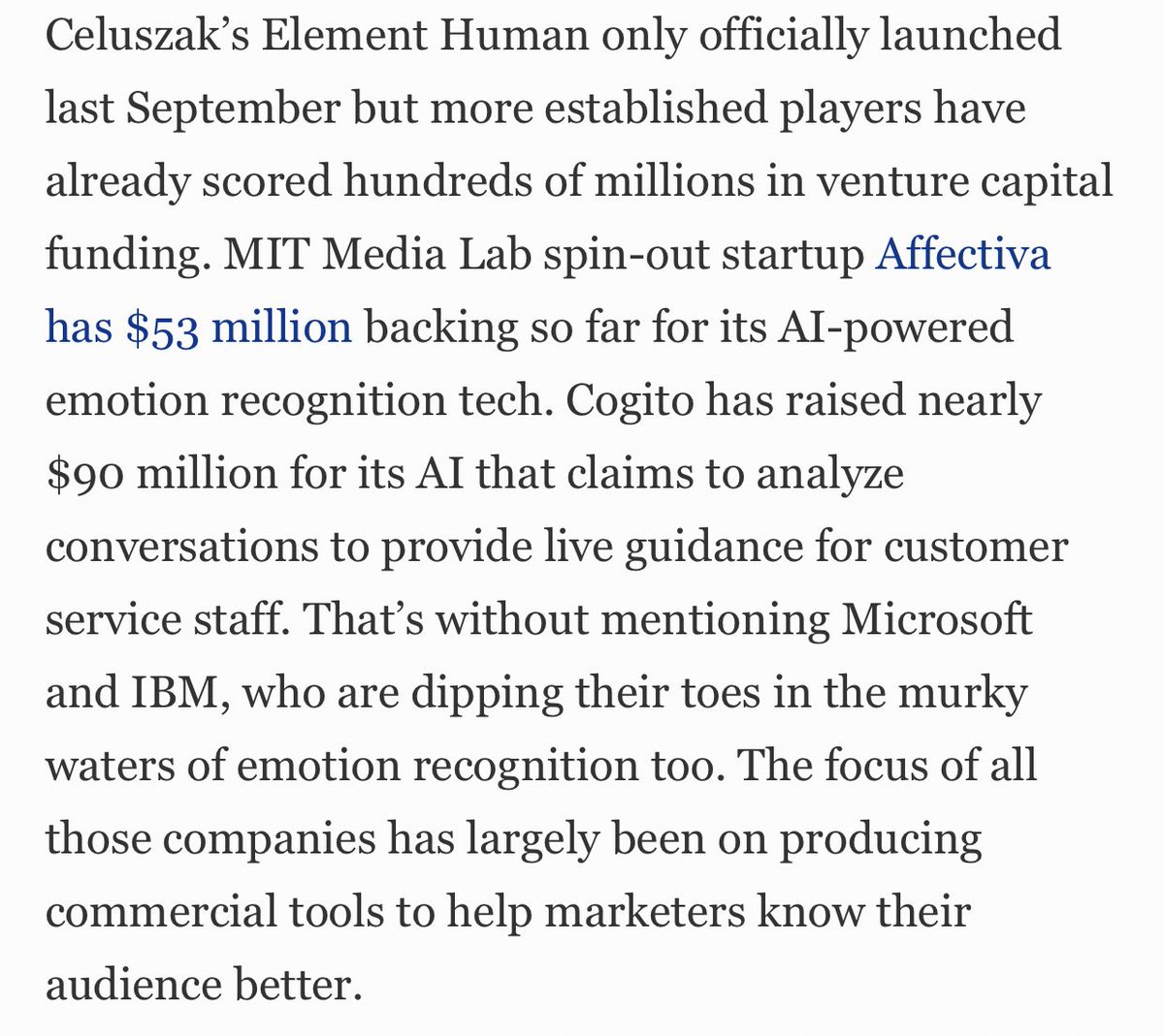 They’re “operating largely under stealth” but also testing their emotion manipulation/detection software with “various major publications from CNN and Time Inc. to the BBC.” Oh. Ok then...