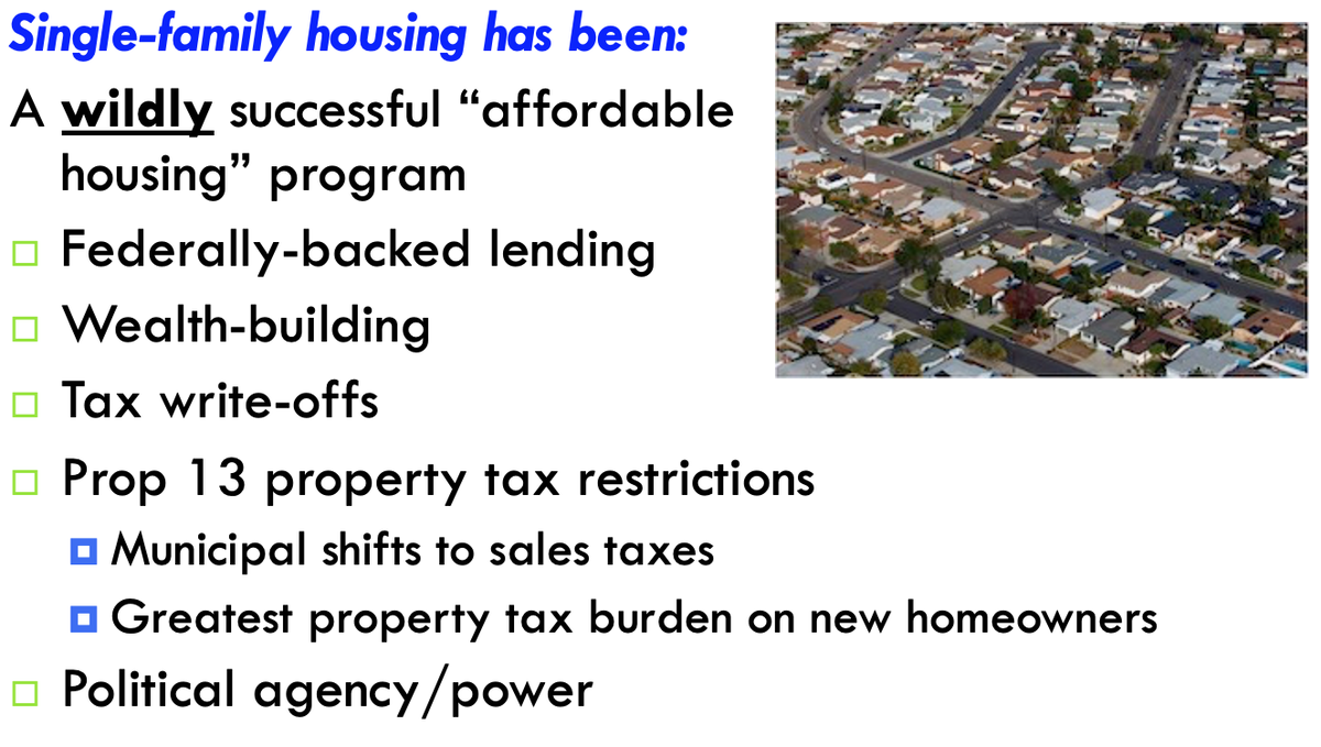 As I've noted in my  @AbundantHousing Housing 101, today's single-family homeowners are the recipients of our nation's greatest affordable housing program, directed toward White households for generations and enabling the accumulation of enormous White wealth and power. (11/12)