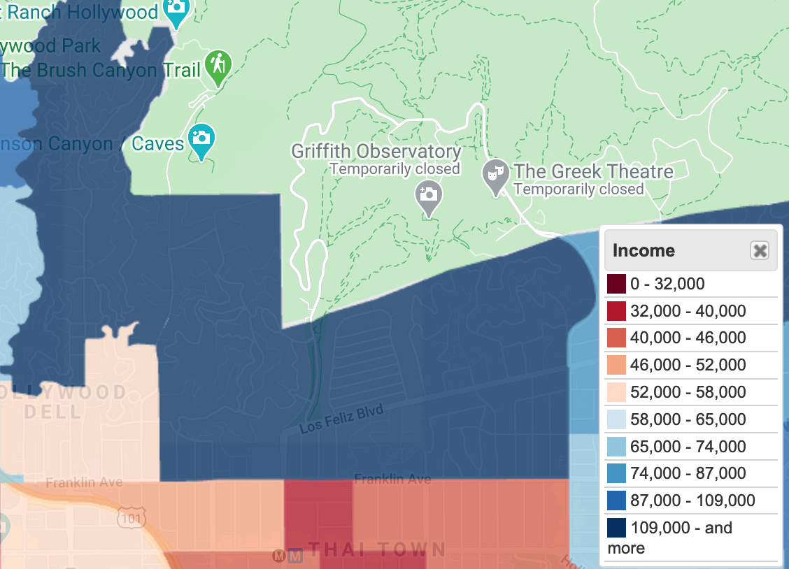Franklin Corridor is curious, because we can only guess who exactly this is. But Franklin traverses some of LA's largest wealth disparities, depending which side of the street you're on. HOLC noted this too, and it remains today, 50 years later. (9/12) https://twitter.com/TribTowerViews/status/1285635644522471424