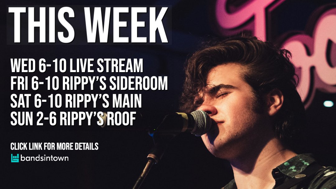 JacksonCapps's tweet image. Join us for live music online and at Rippy's.
This week's shows:⁠⠀
Wed, July 22 || Tootsies Live Stream || 6-10pm⁠⠀
Fri, July 24 || Rippy's Sideroom || 6-10pm⁠⠀
Sat, July 25 || Rippy's Main  || 6-10pm⁠⠀
Sun, July 26 || Rippy's Roof || 2-6pm⁠
Link: bnds.us/au1bp6