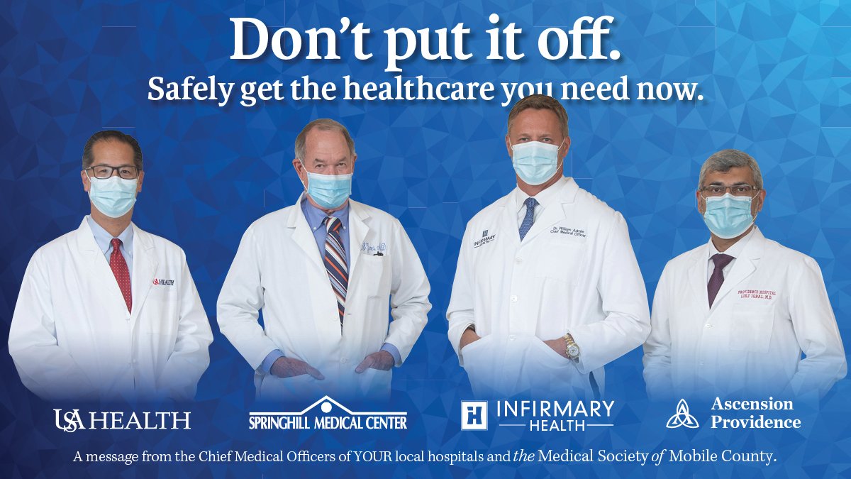 The chief medical officers from Mobile hospitals want to be sure you are taking care of your health even in light of the COVID-19 pandemic.