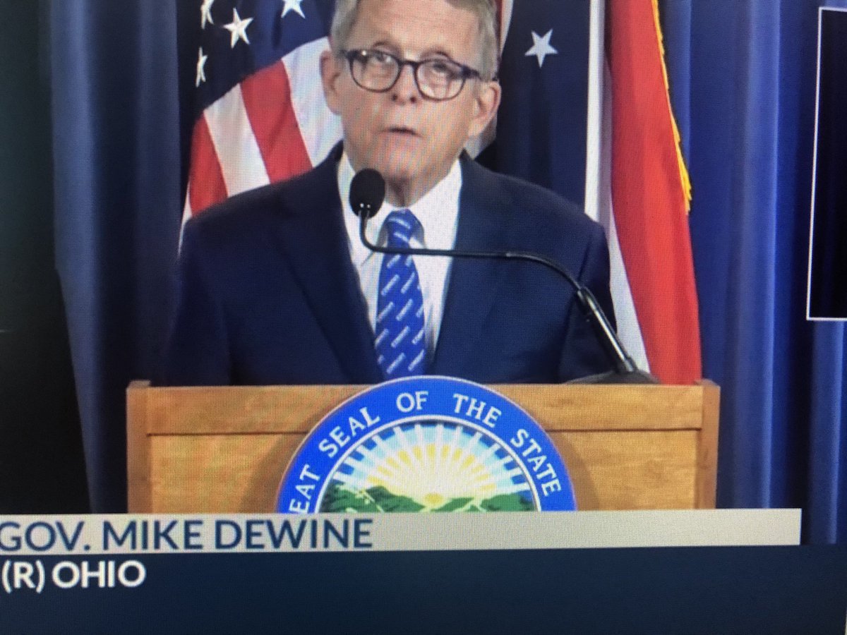 raheducator's tweet photo. Governor DeWine @GovMikeDeWine @TheOhioChannel wearing an Edison State @EdisonOhio tie today during his press conference! https://t.co/8KnSCVAaol