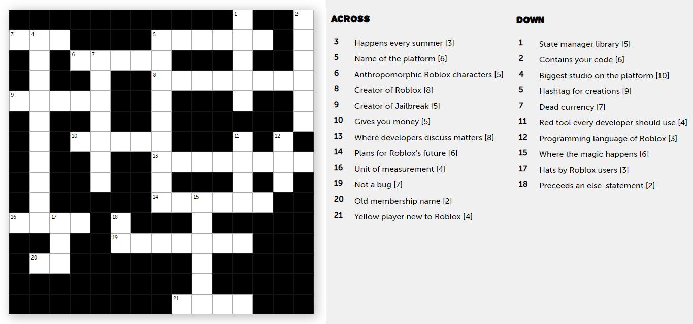 Similar to Roblox Games Crossword - WordMint