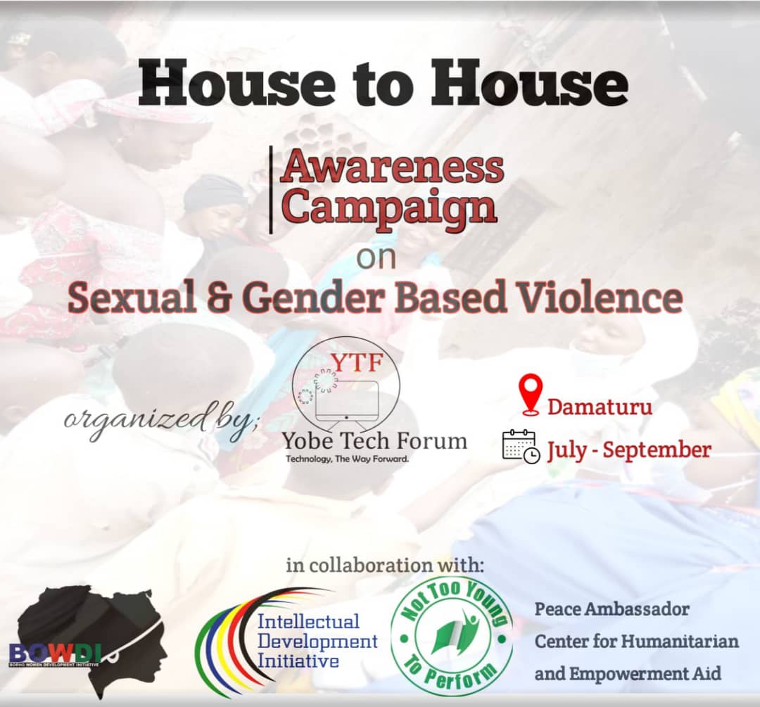 IDIWeb's tweet photo. Unveiling a House-to-House awareness campaign aimed at countering the incessant rape menaces and other #SGBV cases in #Damaturu with:
@YTF007
@Bornowomendevt
@NotTooYoungclub https://t.co/waDjNXfBc0