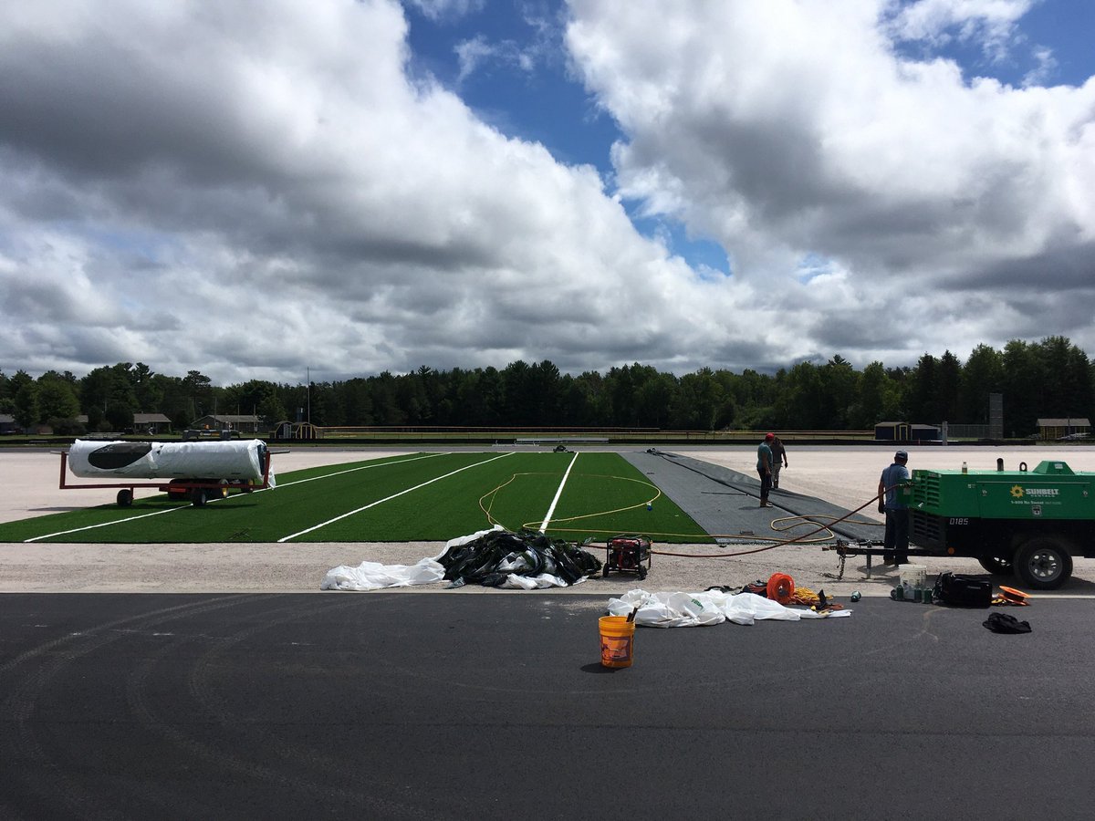 SamHrnndz's tweet photo. Turf installation began this morning on Hatchet Field! #wisfb #gohatchets🪓 https://t.co/6QVeSQAZg1