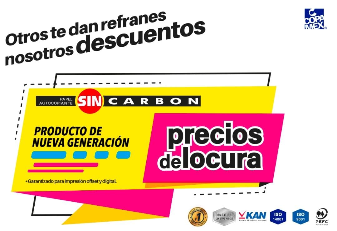 PACOSA_MX's tweet photo. ¿Sabías que el papel autocopiante de #Copamex está garantizado para impresión offset y digital?
Pídelo ya, a precios de locura 🤪
☎️ 33-3826-1474
https://t.co/XOyOCpsWrN https://t.co/adRtaAuRN4