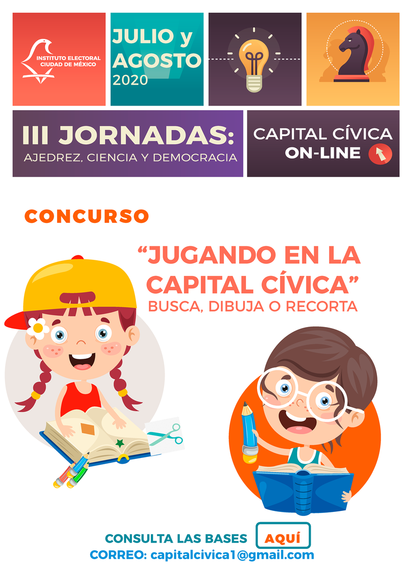XochimilcoAl's tweet photo. Invitamos a las niñas y niños de nuestro Xochimilco a participar en los tres concursos que forman parte de las III Jornadas: ajedrez, ciencia y democracia 2020, del @iecm. 
Pueden consultar las bases y premios aquí: https://t.co/MvoTNzkSgJ https://t.co/Lgp9ulkh8c
