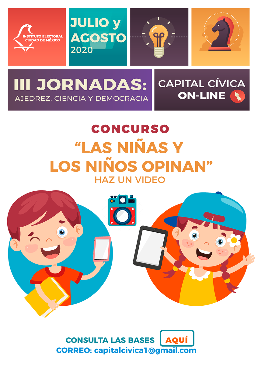 XochimilcoAl's tweet photo. Invitamos a las niñas y niños de nuestro Xochimilco a participar en los tres concursos que forman parte de las III Jornadas: ajedrez, ciencia y democracia 2020, del @iecm. 
Pueden consultar las bases y premios aquí: https://t.co/MvoTNzkSgJ https://t.co/Lgp9ulkh8c
