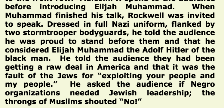 In Chicago Feb 1962, American Nazi Party leader G. Lincoln Rockwell addressed Savior's Day Convention after Elijah Muhammad: