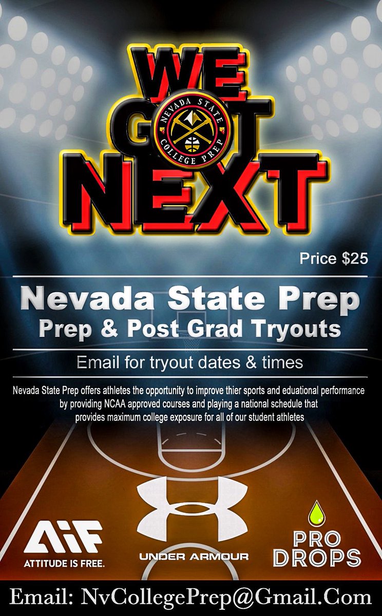 Who’s Got Next?

If you’re looking to take your game to the next level competing against some of the nations best athletes in world here’s your chance. Nevada State Prep is now looking for Who Got Next!

If you think you have what it takes please email us NvCollegePrep@Gmail.com