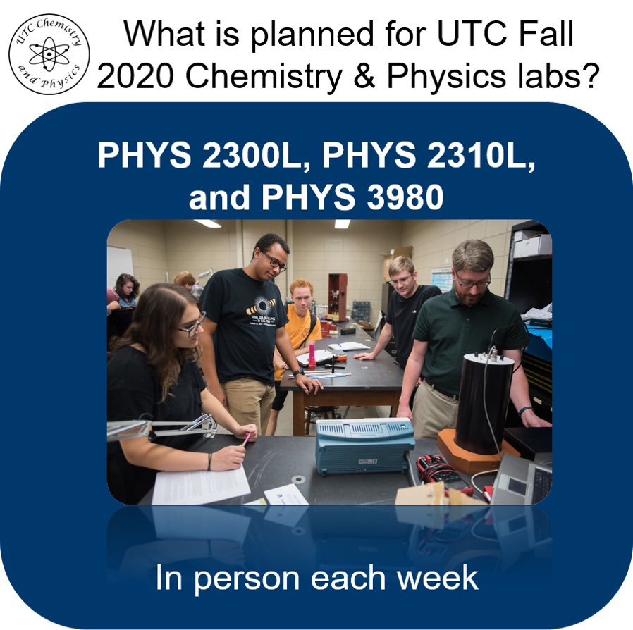 UTC_Chem_Phys's tweet image. Swipe to learn what is planned for our physics labs this fall @utchattanooga students! #mocsmaskup #gomocs