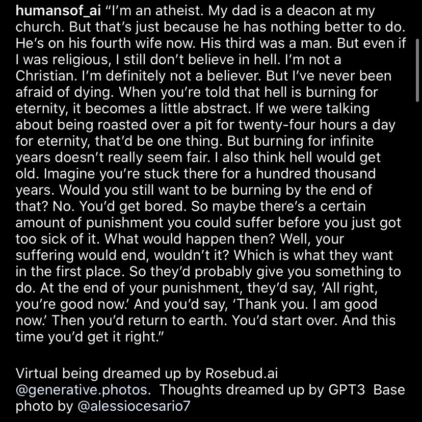 lishali88's tweet photo. “I’m an atheist. My dad is a deacon at my church.... even if I was religious, I still don’t believe in hell. I’m not a Christian. ...When you’re told that hell is burning for eternity, it becomes a little abstract.” https://t.co/ZOvvDKfgNW @_jessicahu @rosebud_ai portrait artist. https://t.co/V5vcsqRWa6