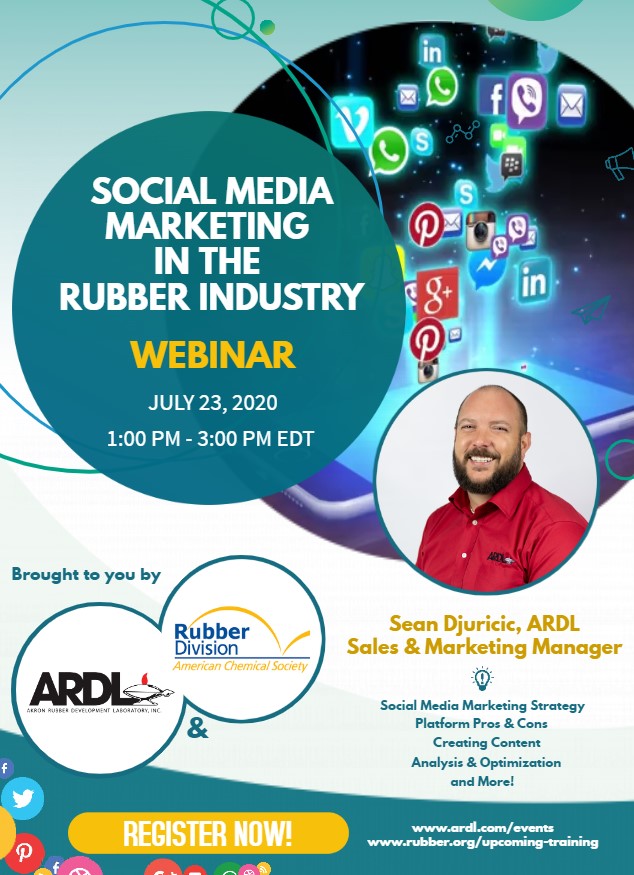 ARDLdotcom's tweet image. WEBINAR REMINDER!
Join us for the “Social Media Marketing in the Rubber Industry” webinar tomorrow, July 23rd at 1PM (EDT) 💻📲

To register: tockify.com/rubberdivision…

#RubberTraining #Rubberlearning #WeCanTestforThat #ARDL #rubber #webinar