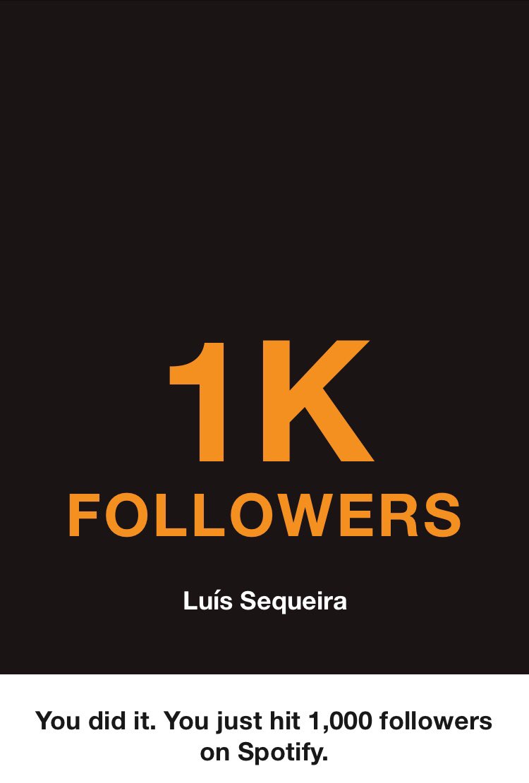 Ls14official's tweet photo. Dizem que para ter sucesso é preciso apenas ter 1000 fãs verdadeiros e leais ✅

Muito obrigado 🙏 por fazer parte da vossa playlist!!
#1k #luissequeira #SpotifyPlaylist https://t.co/RLcLyZdu6x