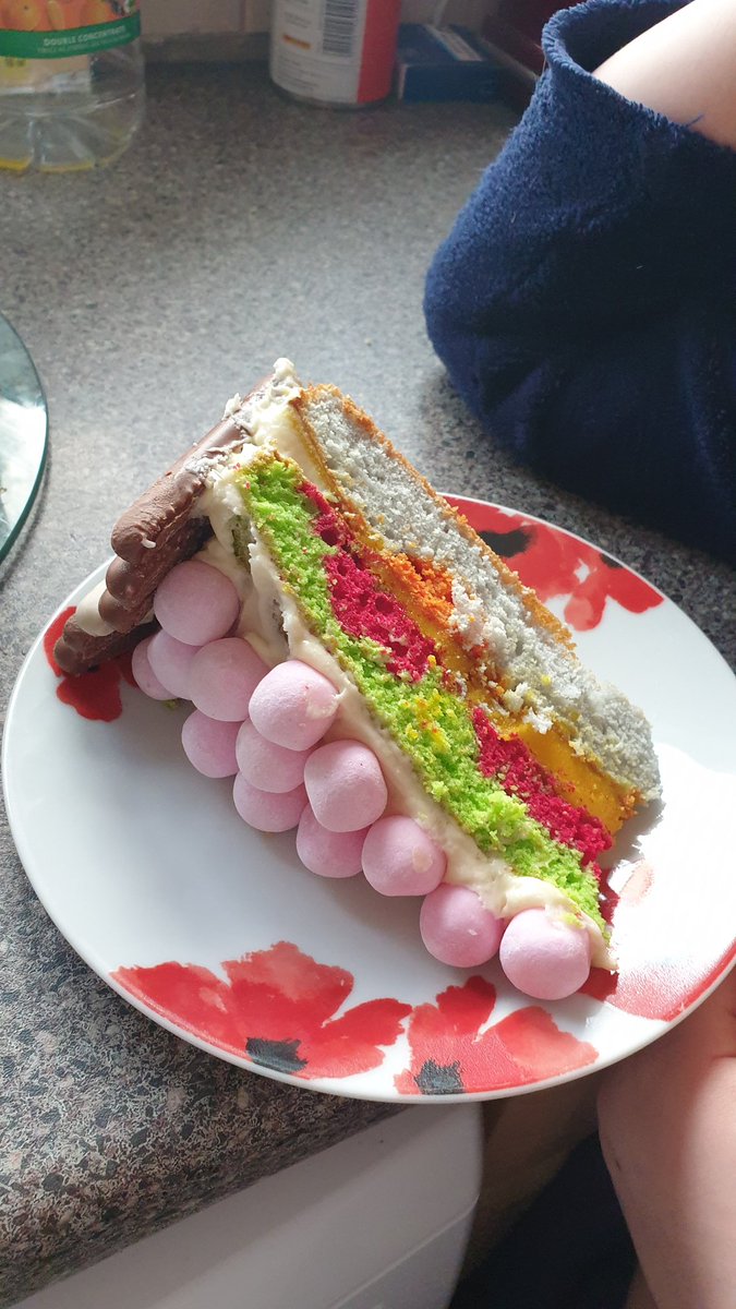 vicpeet's tweet photo. @WhitegateSch @WhitegateLibra1 we have cut it open. Loads of bright marble effect sponge and bright yellow butter icing. https://t.co/45U47xg5jf