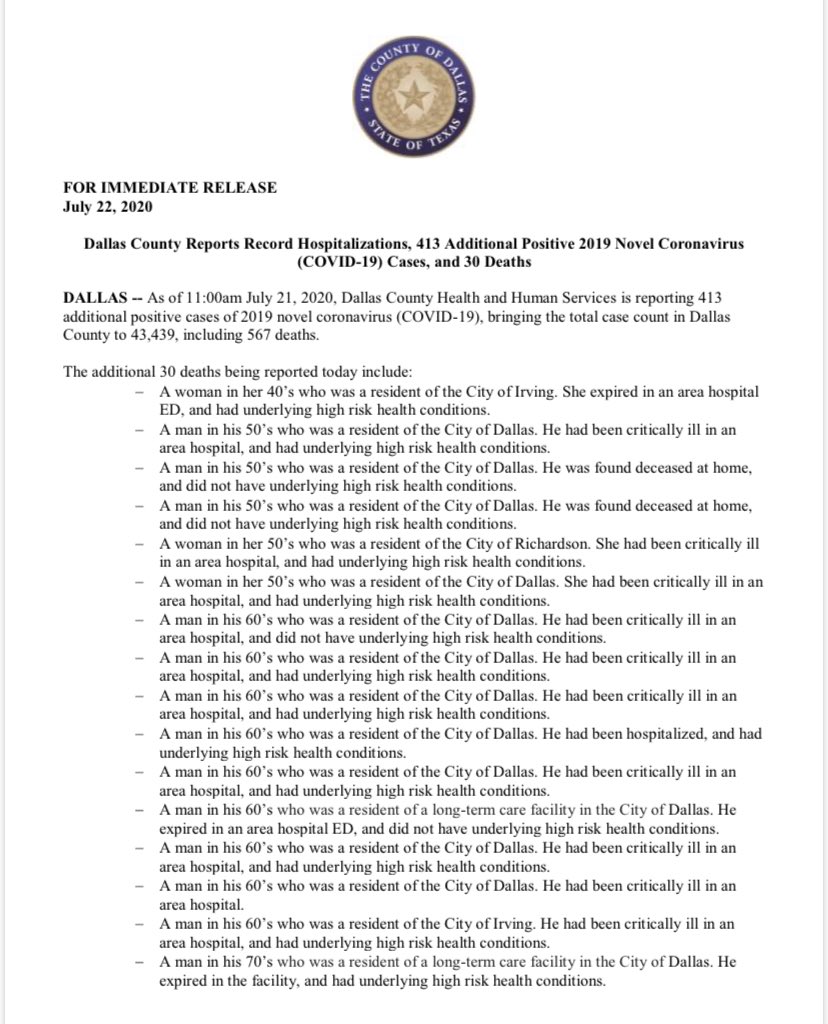 Clay Jenkins on Twitter "NEW Dallas County Reports Record