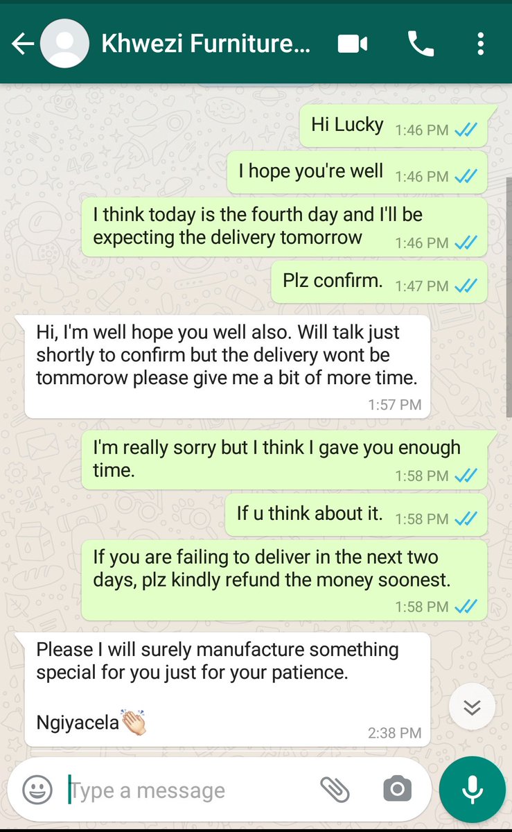 Nazee89's tweet photo. Hey everyone 💔. I need help in getting back my money from this guy I "supposedly" paid for a custom made shoe stand and chest of drawers on 25/06/2020.To date he hasn't made any delivery and he's giving me a run around. His name is Lucky and this is his number 0658080856. https://t.co/PRAAHj9i3R