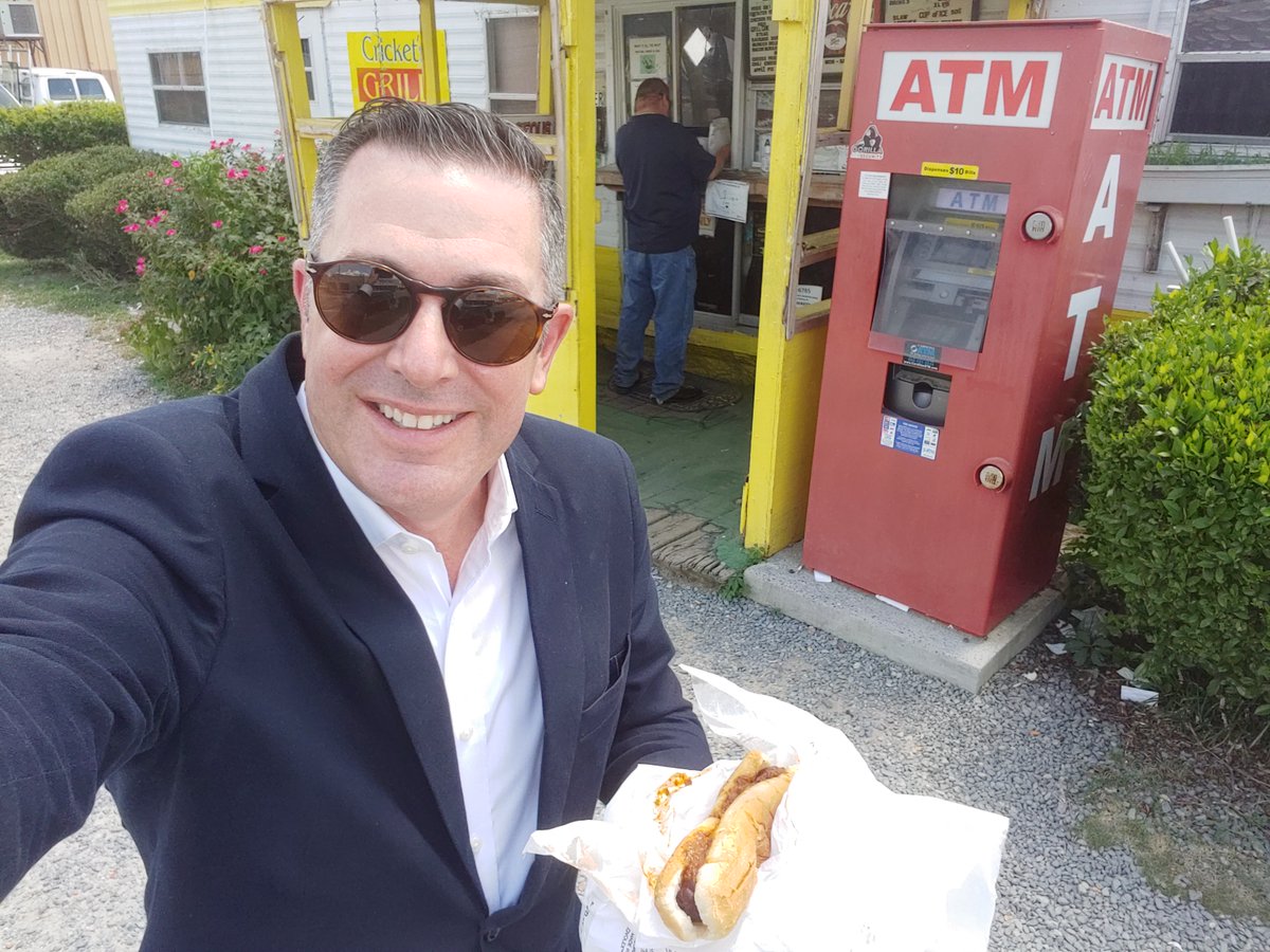 JoCoEconomicDev's tweet photo. @ISellJohnstonNC missed lunch, so in honor of #NationalHotDogDay, ventured into @DTSmithfield to have a quick - 2 Dogs for $2 mid afternoon snack at Crickets Grill. @ourstatemag recently listed them as one of the best "Road Side Eats" in NC #GrowWithJoCo #Foodie #RedHotDogs https://t.co/2WKWR7Rd0J