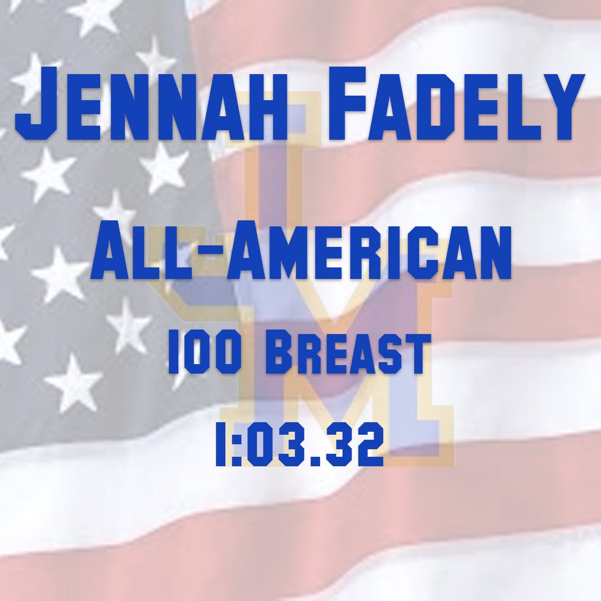 JMHS_Live's tweet photo. A Jet All-American ✈️🇺🇸 

Congratulations to Jennah Fadely for All-American Honors in the 100 Breast!

#JetsSwimFast #TheJetsWay #JetsUpdate https://t.co/BNHMeAW0NS