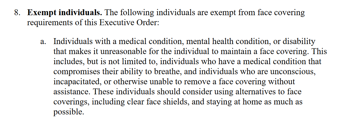Lots of exemptions, including for the Legislature, Minnesota's court system, people with medical conditions, and children under the age of 5.