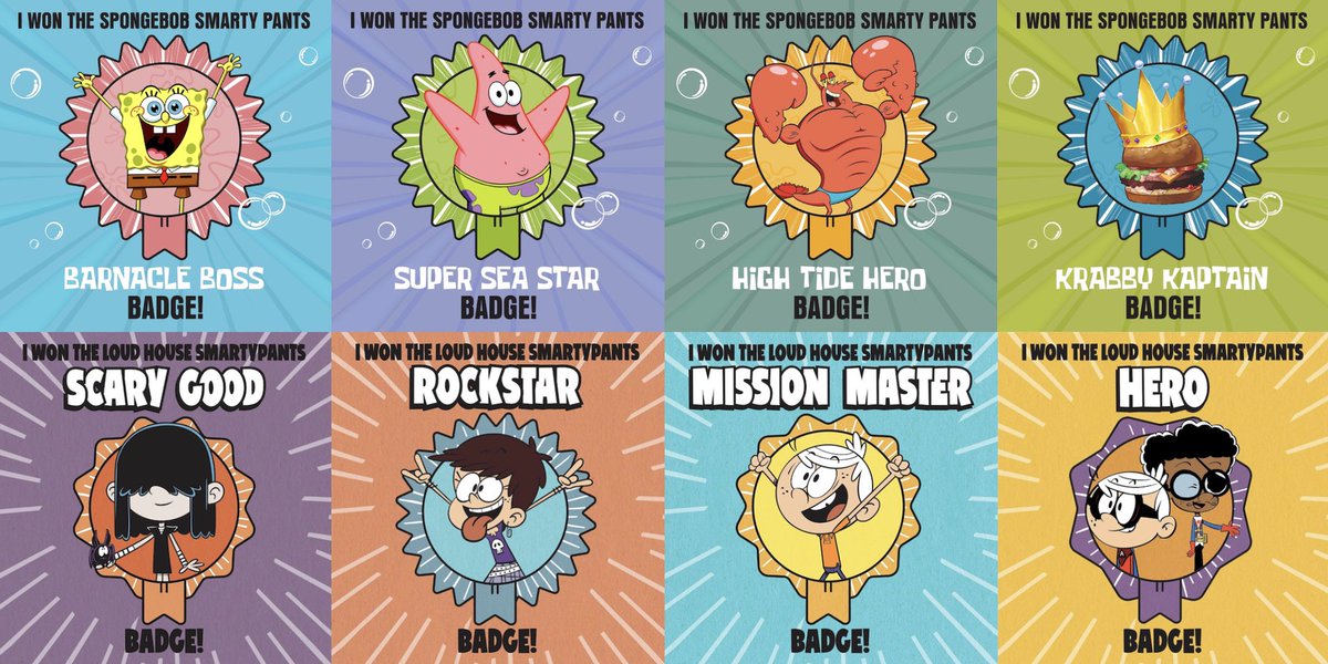 Mark Lus Home and World on Twitter Check out the Badges that you won of  the Smarty Pants Challenge with SpongeBobSpongeBobSquarepants and  TheLoudHouse so play along if you want to win it