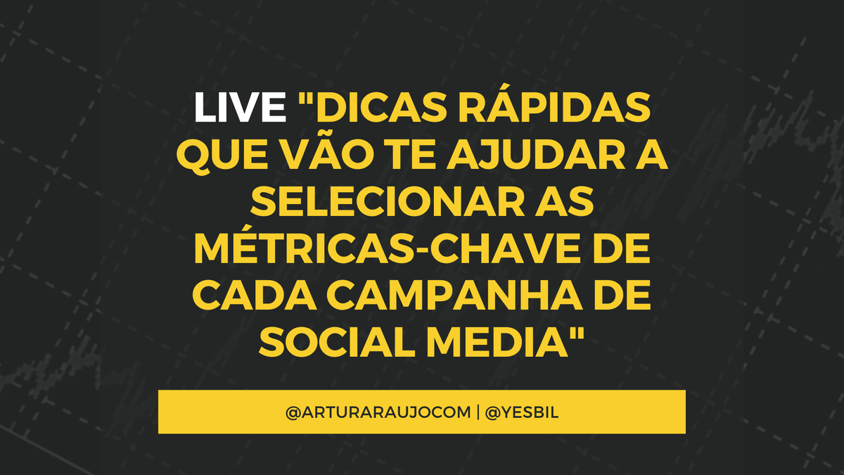 yesbil's tweet photo. https://t.co/9XJ5HFr4Pt | Logo mais às 20h live com @arturaraujocom sobre Métricas e KPIs ;) https://t.co/f8hBIsOGeg