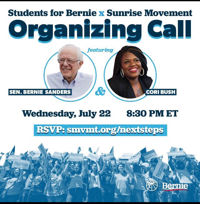 ORWABC's tweet photo. Tonight!! 5:30pm/8:30pm
@SenSanders & @CoriBush and moving forward the progressive movement and the #GreenNewDeal
Thanks @sunrisemvmt and #StudentsForBernie for putting this together!
https://t.co/xVDMRUqeKj https://t.co/0DkZSWFJm7