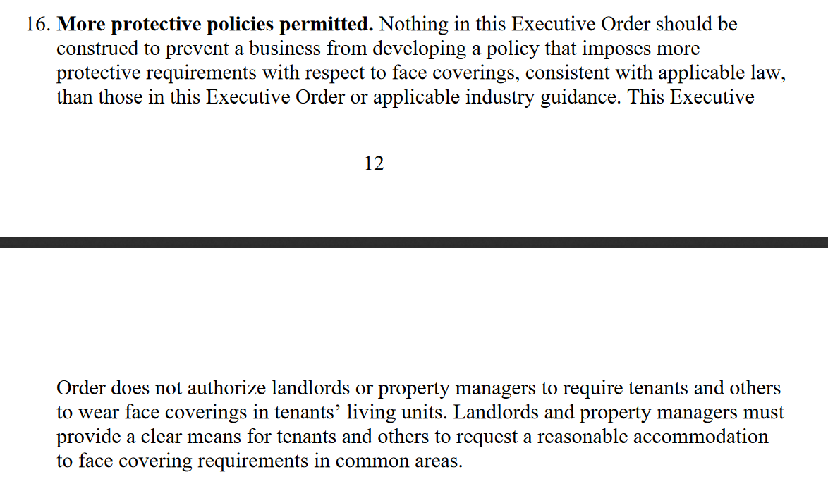 As we reported earlier, the order allows cities to impose stronger mask requirements than the state mandate.Businesses can also have their own stronger policies.