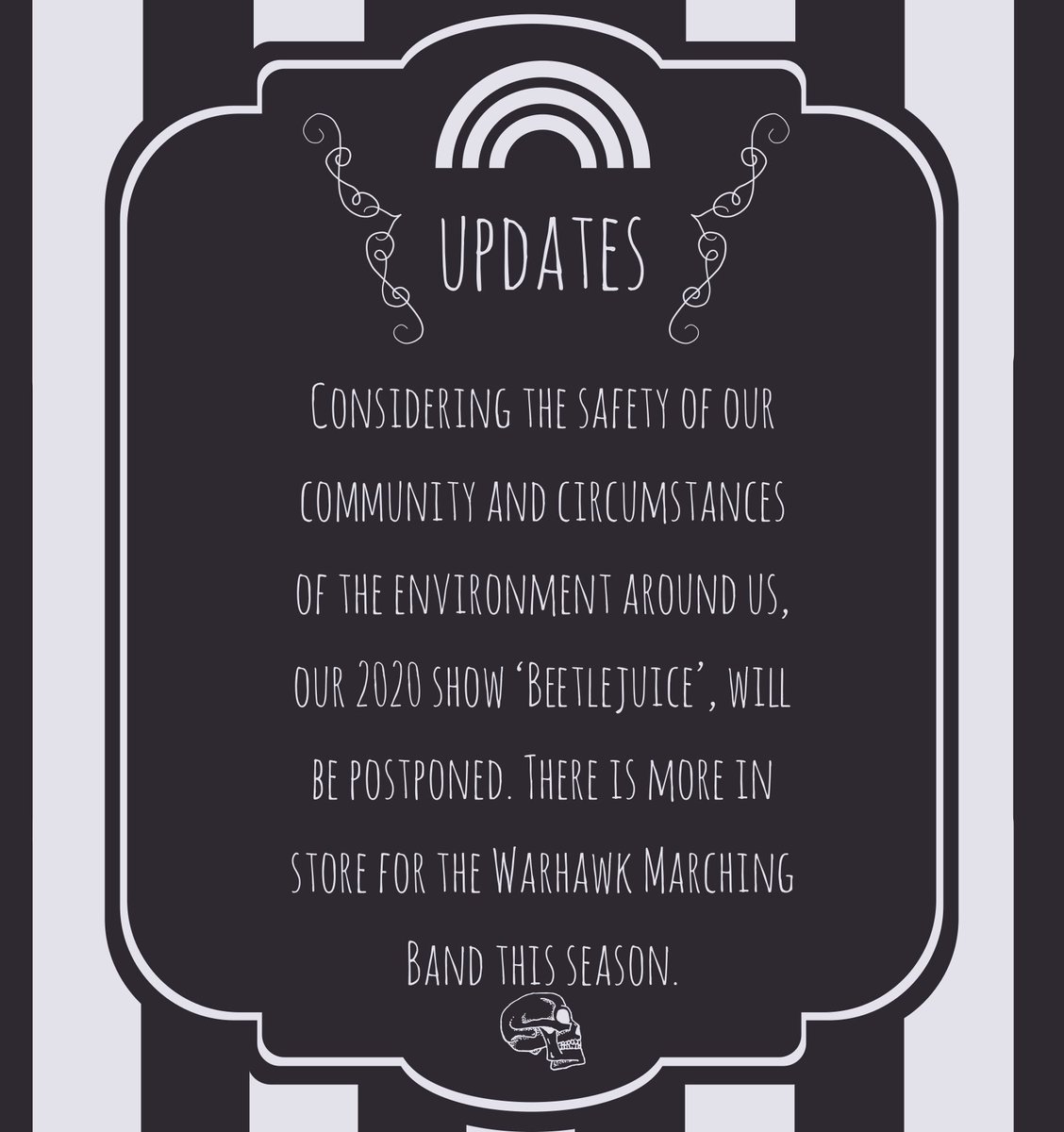 Although this may be upsetting news, that doesn’t stop us from staying together while being farther apart. Stay safe.