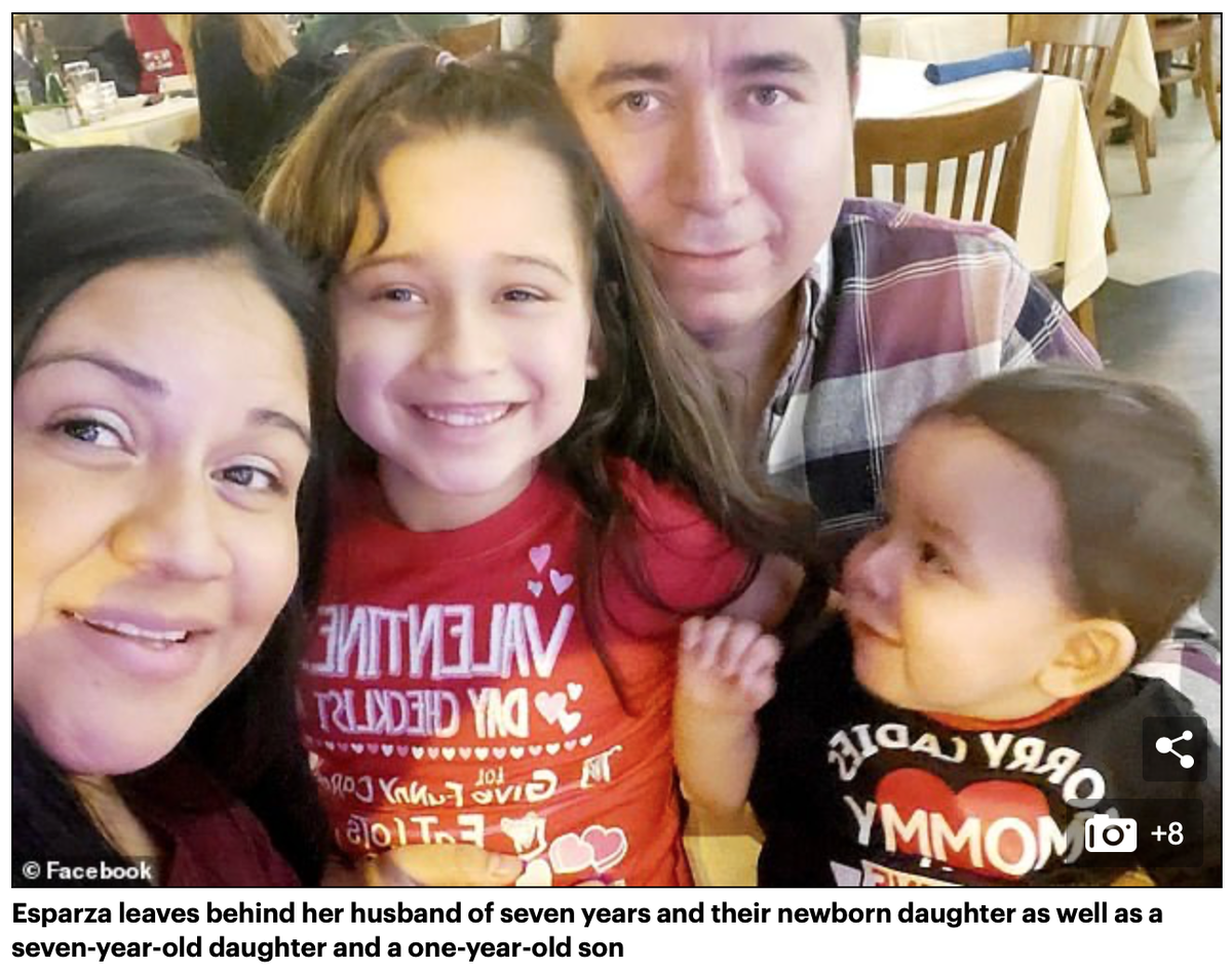 dead at 35Aurora Duran from Minneapolis, mother of 3, 7 months pregnant died from  #COVID. She had an emergent c-section at 30 weeks, the baby survived. Mom never improved on the ventilator.  https://dailymail.co.uk/news/article-8544075/Covid-19-mother-gave-birth-ventilator-dies-never-having-met-newborn-daughter.html