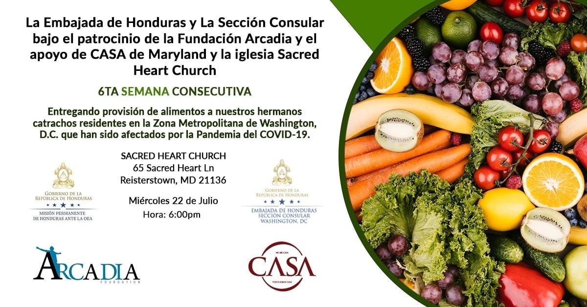 Sección Consular de la Embajada de Honduras (@consuladodc) on Twitter photo Hermanos catrachos y latinoamericanos!! Con el auspicio de Fundación Arcadia y el apoyo de CASA de Maryland estaremos entregando alimentos en Reiterstown, MD, a las 6:00 p.m. <a href="/radiohrn/">Radio HRN</a> <a href="/diarioelheraldo/">Diario El Heraldo</a> <a href="/FrenteaFrenteHN/">Frente a Frente</a> Hermanos catrachos y latinoamericanos!! Con el auspicio de Fundación Arcadia y el apoyo de CASA de Maryland estaremos entregando alimentos en Reiterstown, MD, a las 6:00 p.m. <a href="/radiohrn/">Radio HRN</a> <a href="/diarioelheraldo/">Diario El Heraldo</a> <a href="/FrenteaFrenteHN/">Frente a Frente</a>