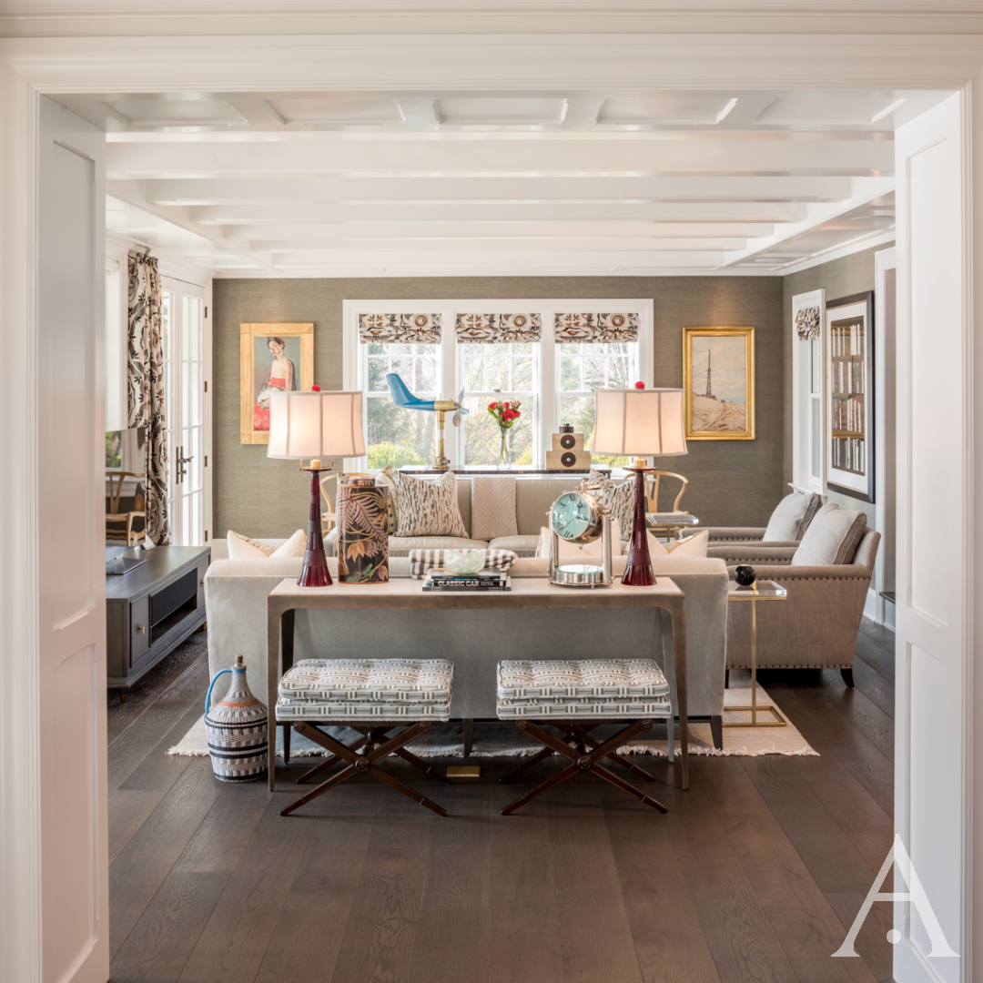 Traditional details were blended with contemporary finishes in the design and execution of this renovated family room located in Mamaroneck, New York <a href="/INTERlORS/">Interior Design</a> #cozymodern