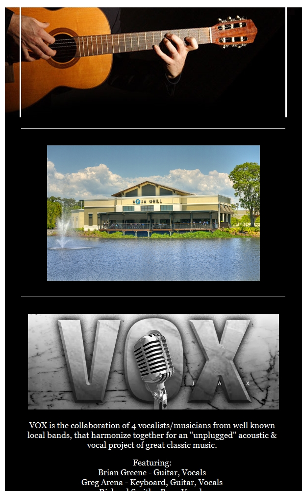 Sunday-Funday - July 26 - VOX UNPLUGGED - One Performance Only - 3-6 PM bit.ly/30B8pPQ