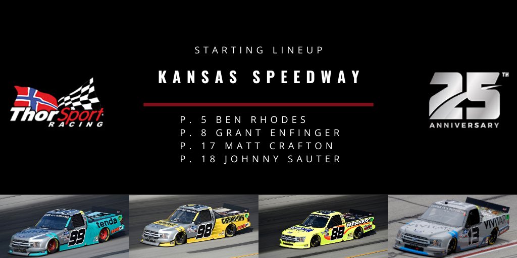 ThorSportRacing's tweet photo. Here's how we'll lineup for Friday night's race at @kansasspeedway. #Kansas200 https://t.co/p9bL93KWjf