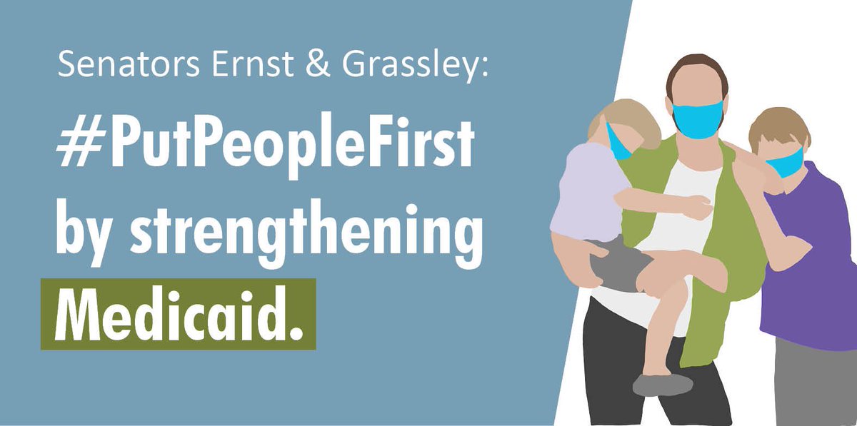 IAforMedicaid's tweet photo. We need @SenJoniErnst &amp; @chuckgrassley to #PutPeopleFirst by passing urgent relief that:
✅ Stops states from placing barriers to accessing Medicaid/CHIP
✅ Increases FMAP by 12 percentage pts to ensure states have resources to respond to the current health crisis https://t.co/OLTG5rmYyb