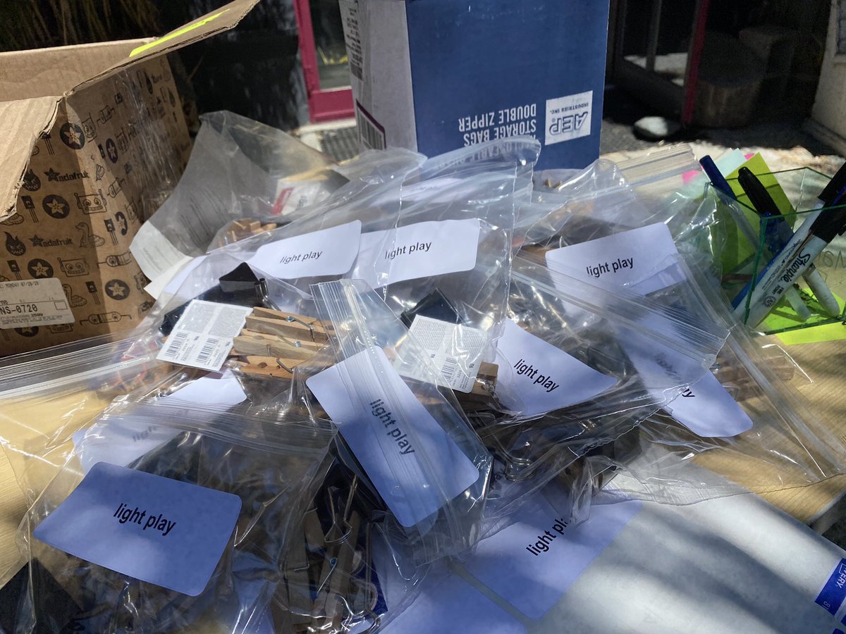 aVndrwrff's tweet photo. Packing materials for #MakerEdApproaches online workshop. Our first time at the office together in months! @MakerEdOrg #SocialDistancing! https://t.co/OldQgT0hxf