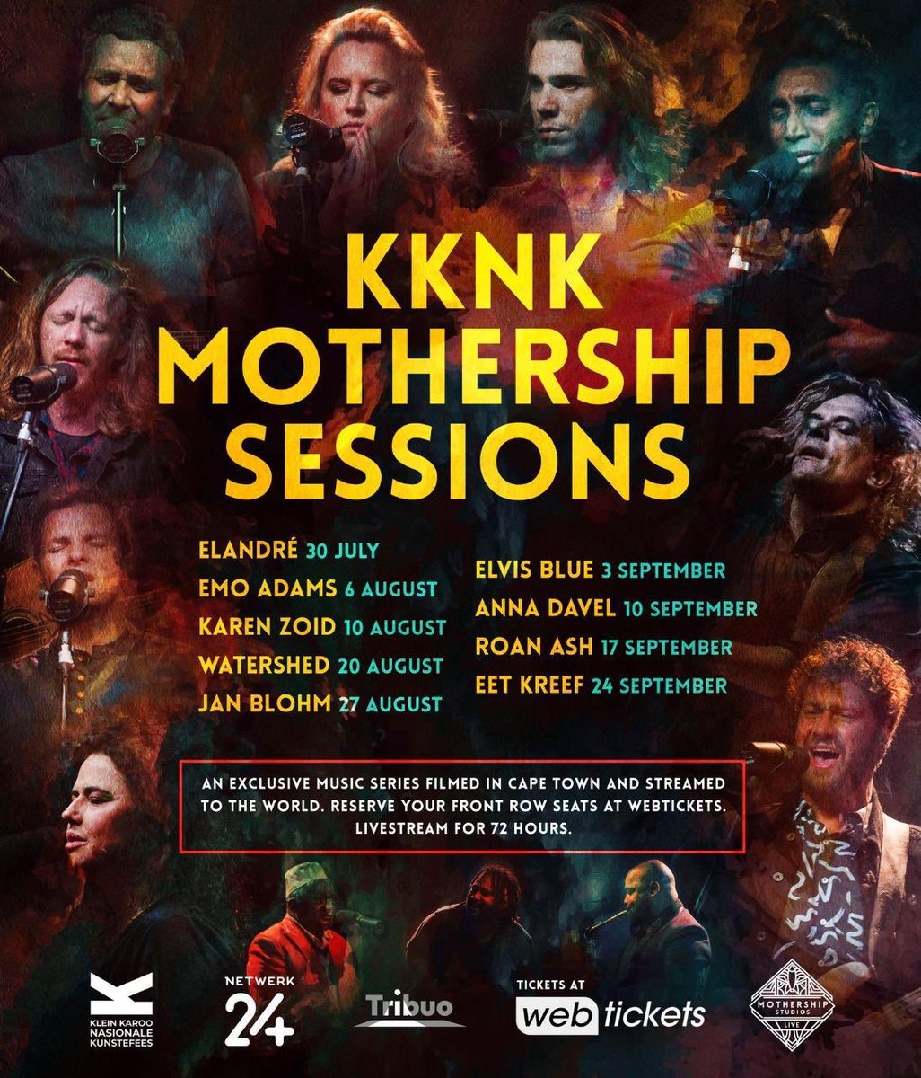 KKNKfees's tweet photo. Artists doing what they do best and what they love to do! You are invited to a special concert every week starting on 30 July! Buy your ticket at @webticketsSA. Full line up at https://t.co/CDZ9VfjASb ! https://t.co/uuhhUqAbks