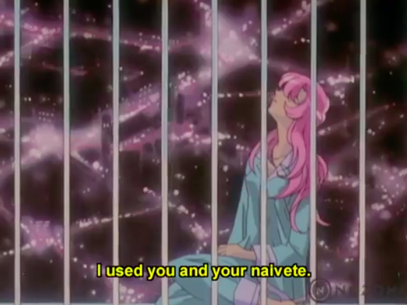 Anthy: by confessing that I have been manipulating you, I shall manipulate you into abandoning me and the quest for revolution and trick you into saving yourself. hehehe 5 points for Anthy Himemiya