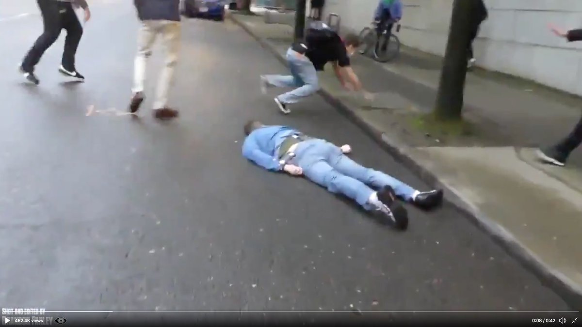 And THEN, without missing a beat, he turns to face the guy who sucker-punched the runner and knocked him out.Sucker-puncher runs.He knows that THIS GUY will beat his ass into the ground.