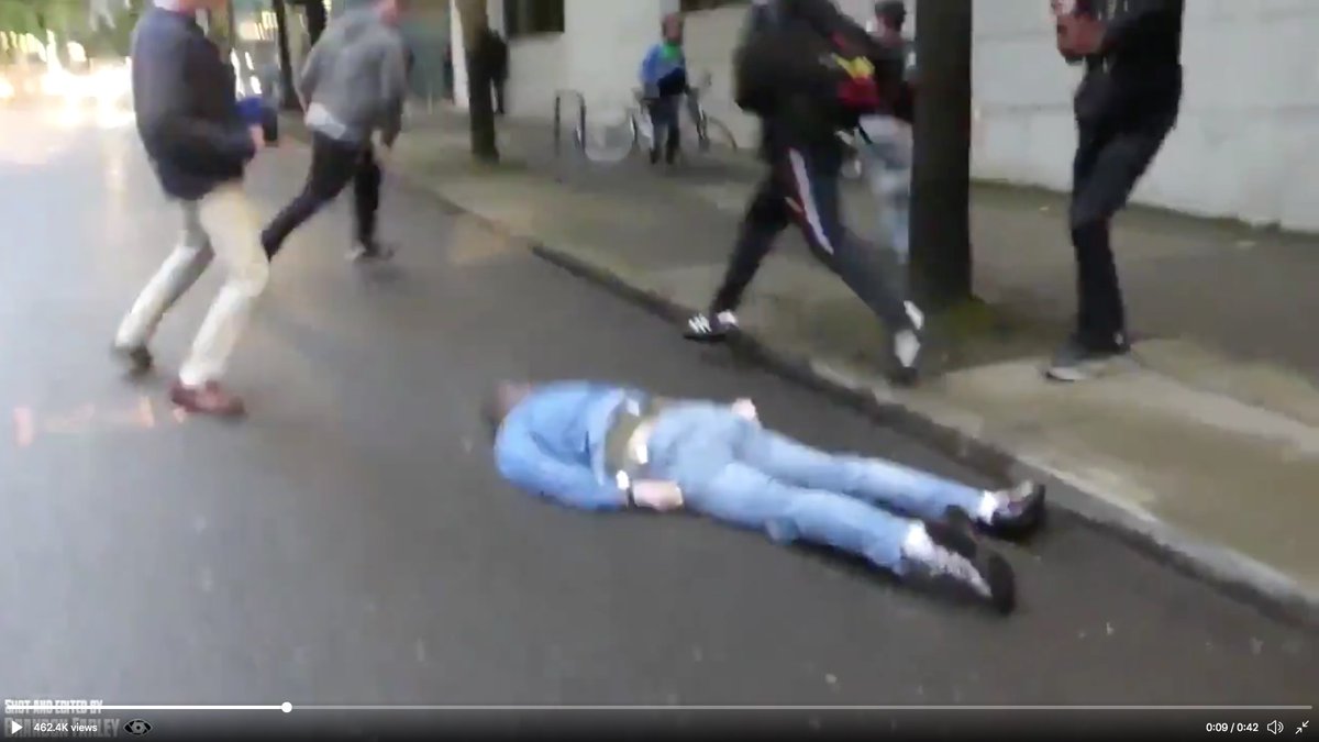 And THEN, without missing a beat, he turns to face the guy who sucker-punched the runner and knocked him out.Sucker-puncher runs.He knows that THIS GUY will beat his ass into the ground.