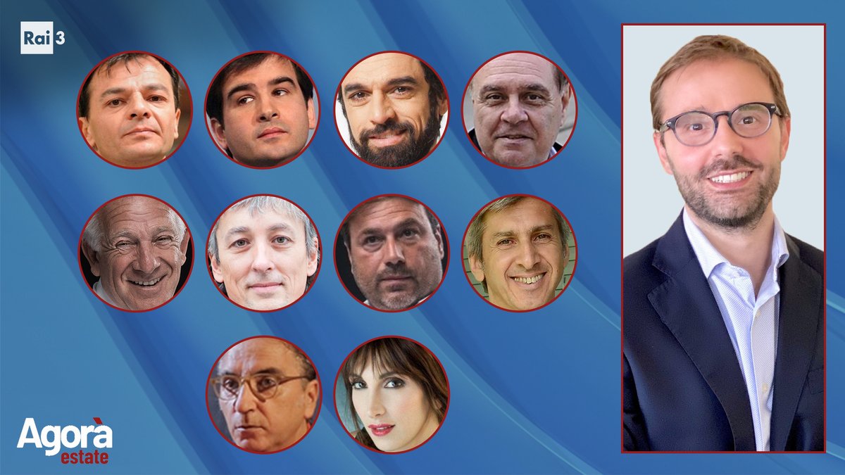 Domani a #agorarai 
<a href="/StefanoFassina/">Stefano Fassina</a>, <a href="/RaffaeleFitto/">Raffaele Fitto</a>, <a href="/DinoGiarrusso/">Dino Giarrusso</a>, #ClementeMastella, <a href="/agnelli_paolo/">Paolo Agnelli</a>, <a href="/tomasomontanari/">Tomaso Montanari Presidente</a>, 
<a href="/Riccardo_Bocca/">Riccardo Bocca</a>, <a href="/RiccardoLuna/">Riccardo Luna</a>, <a href="/antonellocapor2/">antonello caporale</a>, #LauraTecce  
Dalle 8.00 su <a href="/RaiTre/">Rai3</a> con @RobVicaretti