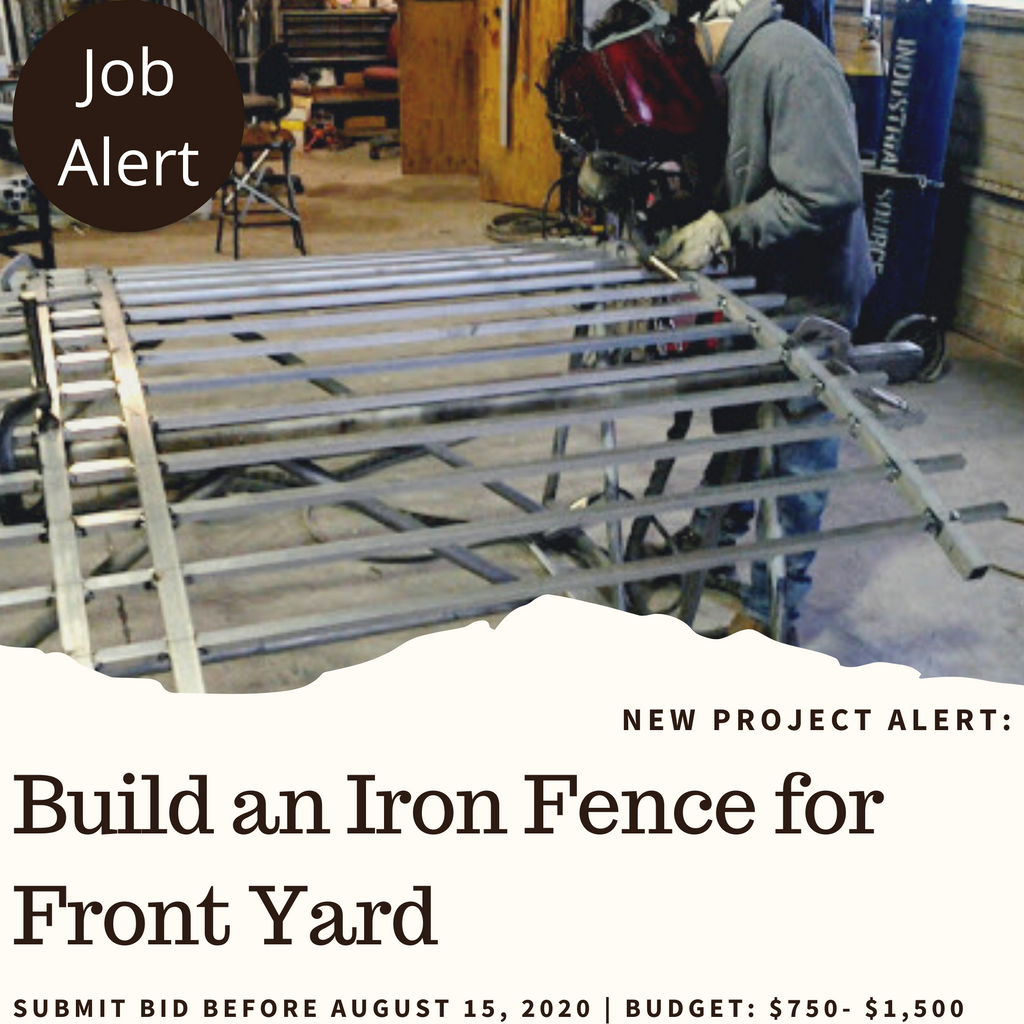 Minority_Biz's tweet photo. New Project: A user is looking for a contractor to create and install an iron-wrought fence for a front yard in the CHI area.  Budget: $750- $1,500. Deadline: 8/15/20. Visit website to bid on job. Share with anyone interested. #minoritybiz #blackfreelancers #buyblack #blackowned https://t.co/CPwEX9TmeQ
