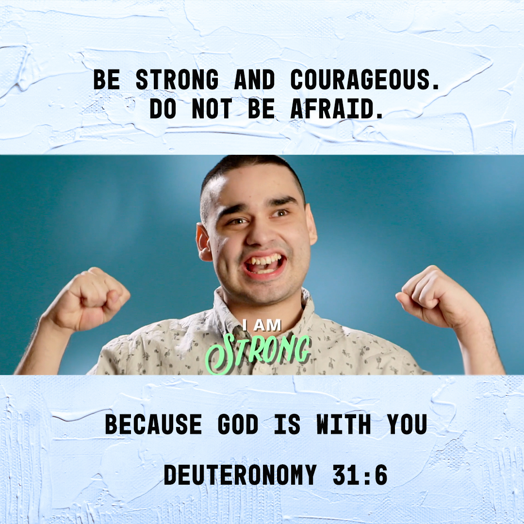 championsclubs's tweet photo. Chris is modeling this week's memory verse for us! Be strong and courageous. Do not be afraid because God is with you! Deuteronomy 31:6 (adapted)
.
.
.
.
.
#championsclubs #hopeformyfamily #memoryverse #bibleverse #specialneeds #specialneedsresource #specialneedsonline https://t.co/0VaCQnJh6v