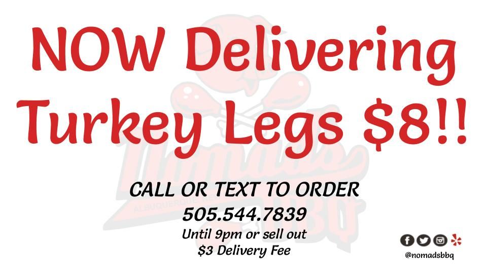 nomadsbbq's tweet photo. NOW DELIVERING TURKEY LEGS!!🍗🔥😋and find us on Central and Atrisco Vista across from the Love's!! Here until we sell out!! 

#nomadsbbq #awesomebbq #buyABQlocal #proudtobelocal #BBQ  #newmexico #nmtrue #purenm #abqfoodtrucks #dukecity #burque #Turkeylegs #Brisket https://t.co/y5Ng2TBYMW