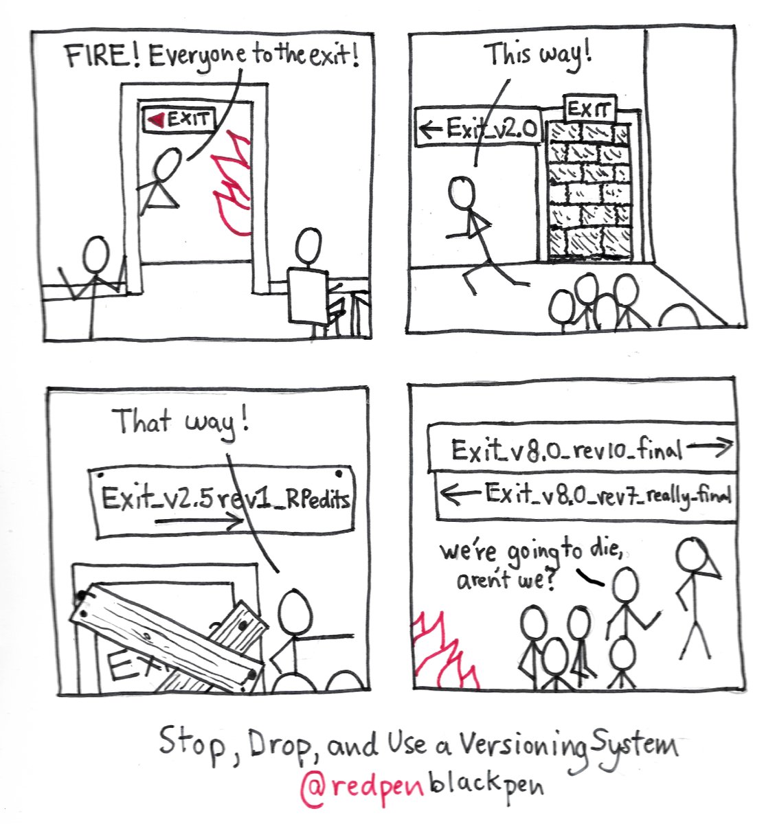 ex-X (formerly RedPen/BlackPen) (@redpenblackpen) on Twitter photo Here's my comic about filenames as exit signs - reminded by <a href="/chazhutton/">Chaz Hutton</a>'s excellent and pithy cartoon today!
Filenames are a continuing battle that always seems like it should end but never actually does.
--> x.com/chazhutton/sta… Here's my comic about filenames as exit signs - reminded by <a href="/chazhutton/">Chaz Hutton</a>'s excellent and pithy cartoon today!
Filenames are a continuing battle that always seems like it should end but never actually does.
--> x.com/chazhutton/sta…