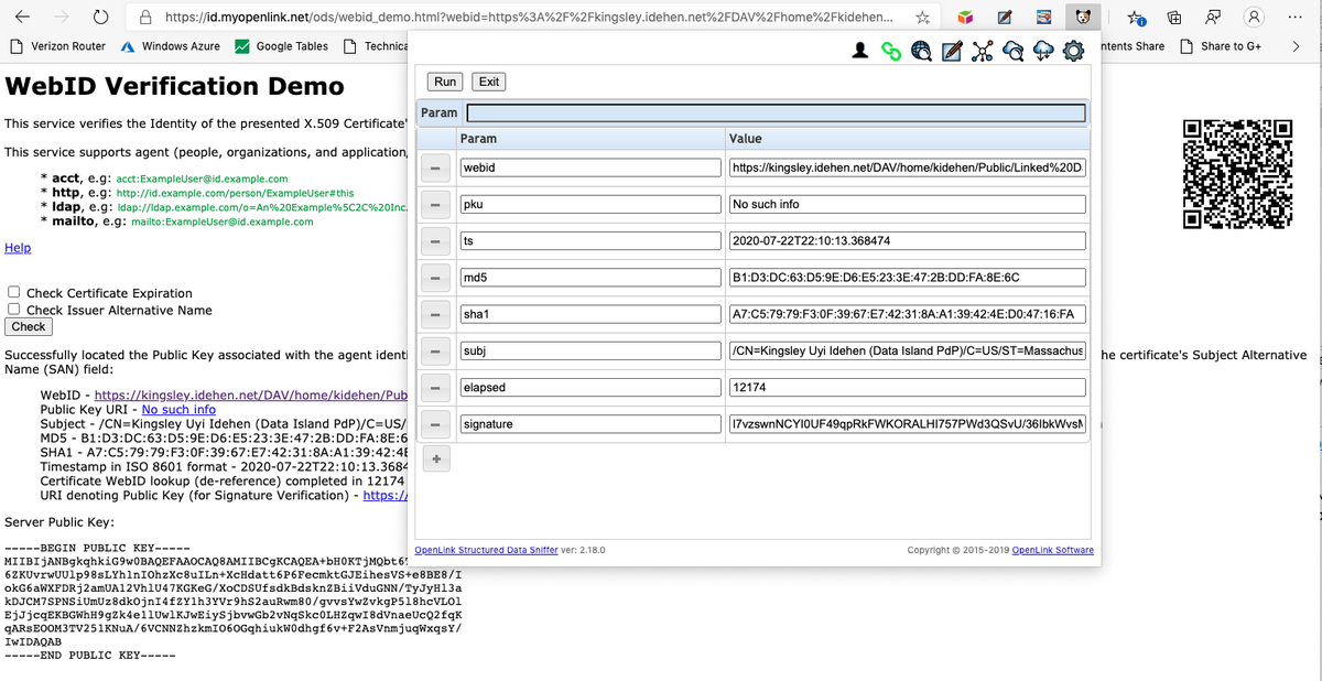 kidehen's tweet photo. Repeating the same #WebID demo, but using a Plain Text doc comprising a #StructuredData island (in the form of a Credentials #KnowledgeGraph) deployed using #Nanotation.
https://t.co/3pREtjWbCV
#PasswordLess #WebIDTLS #PKIX #Identity #Privacy #WebIDProfile #RDF #LinkedData https://t.co/UKir9mjVtH